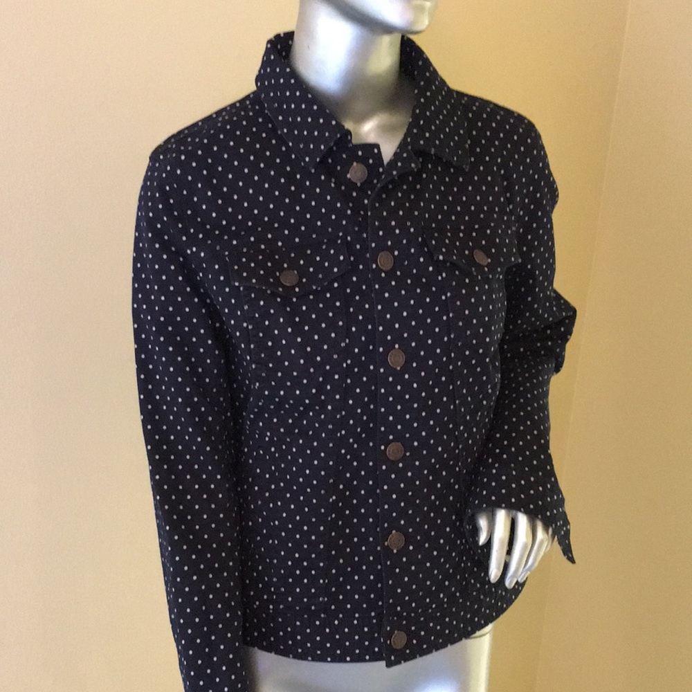 TALBOTS | THE CLASSIC DENIM JACKET-DOT PRINT - Picture 4 of 12